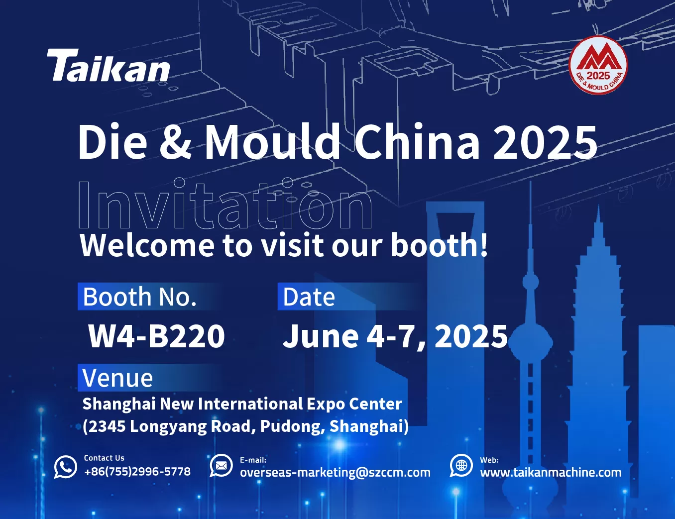Einladung | Die & Mold China 2025 | Laden Sie mit freundlichen Grüßen zu einem Besuch in TAIKAN ein