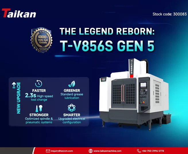 Das nächste Kapitel eines Weltbestsellers: Taikan Machine präsentiert die 5. Generation des T-V856S Vertikalbearbeitungszentrums